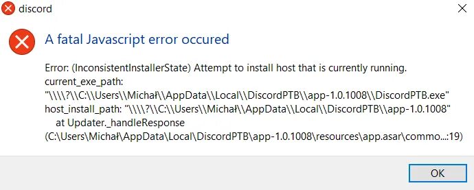 Дискорд ошибка a Fatal JAVASCRIPT Error occurred. Ошибка JAVASCRIPT Error. Discord ошибка JAVASCRIPT Fatal Error. Дискорд JAVASCRIPT Error. Javascript error как исправить