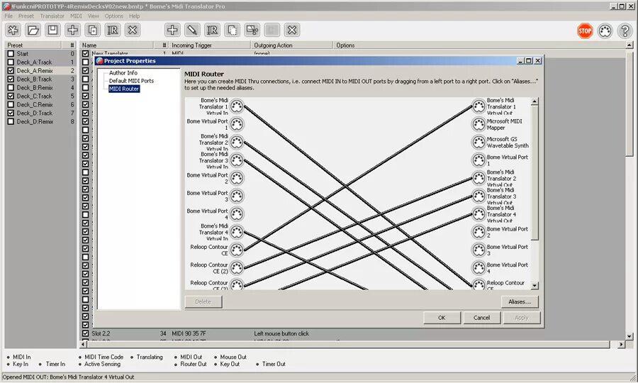 Midi translator. Bome midi. bomes midi translator. bome virtual midi. midi translator-pro.