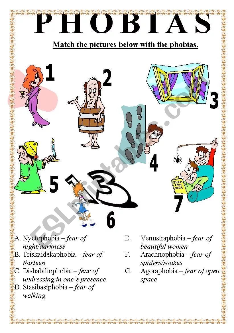 Fears vocabulary. Fears and phobias worksheets. Виды фобий на английском с переводом. Phobias worksheet. Fears vocabulary.