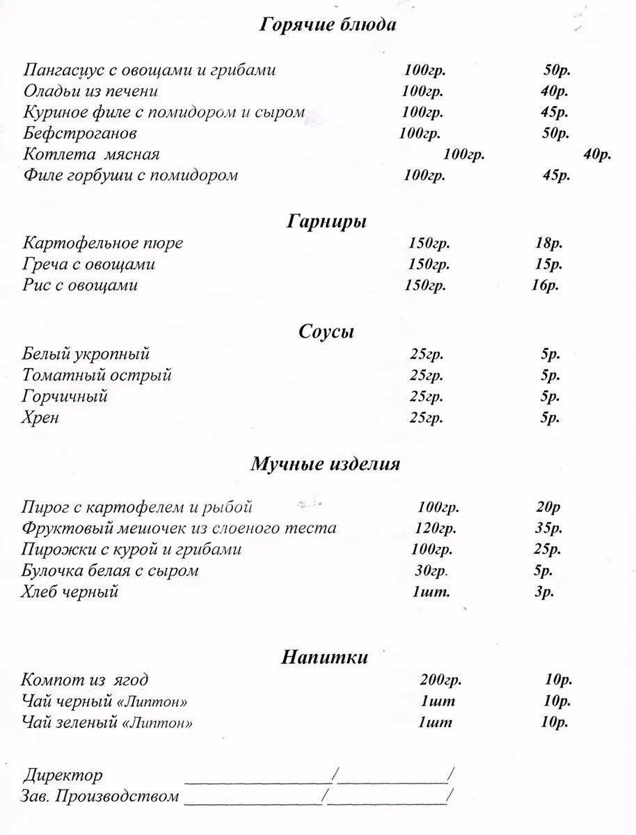 Советское меню на неделю