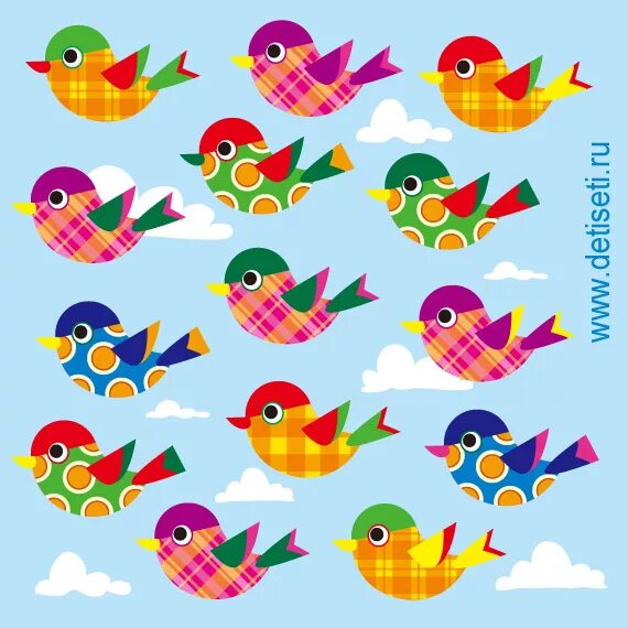 Разноцветные птицы для детей. Цветные птички для малышей. Цветные птички для распечатывания. Птички для вырезания цветные.