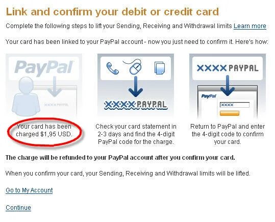 Confirm enter. Confirm your PAYPAL account. PAYPAL confirm Card. Секретный код the Return. Check your Card Statement for the code PAYPAL.