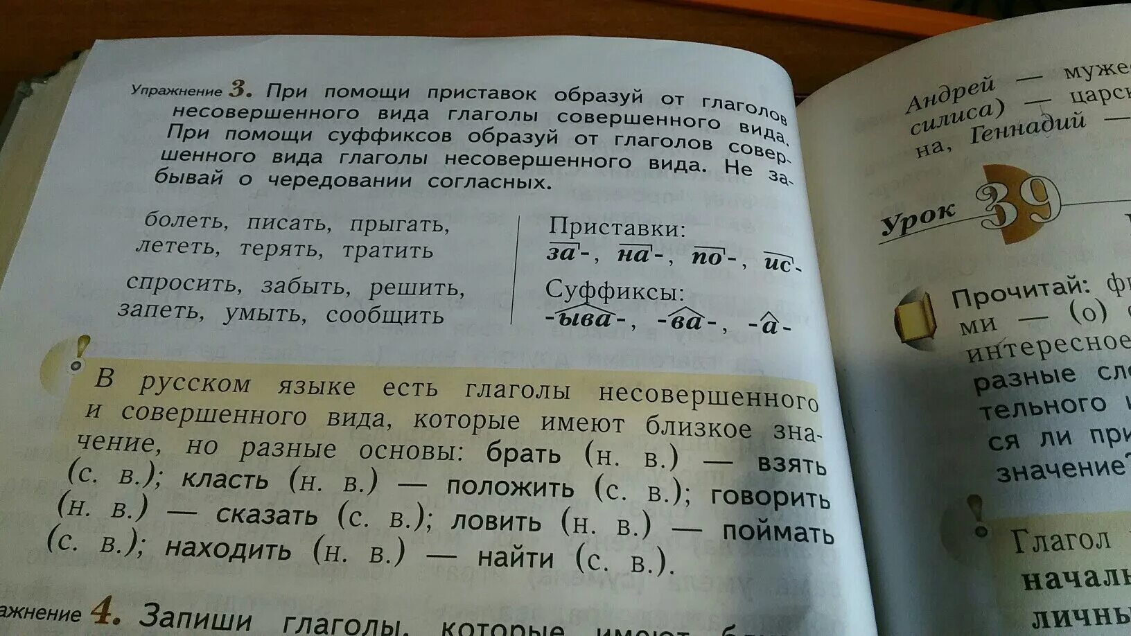 Глаголы образованные от совершенного. Образуйте при помощи приставки глаголы.