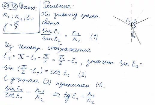 Пучок света падает из воздуха