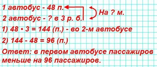 В 1 3 раза больше. В 1 автобусе 48 пассажиров а в другом в 3 раза больше. В одном 48 пассажиров другом 3 раза больше на сколько. В одном автобусе 48 пассажиров а в другом. Сколько человек в автобусе.