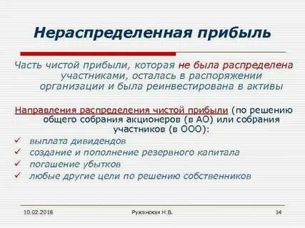 Виды нераспределенной прибыли