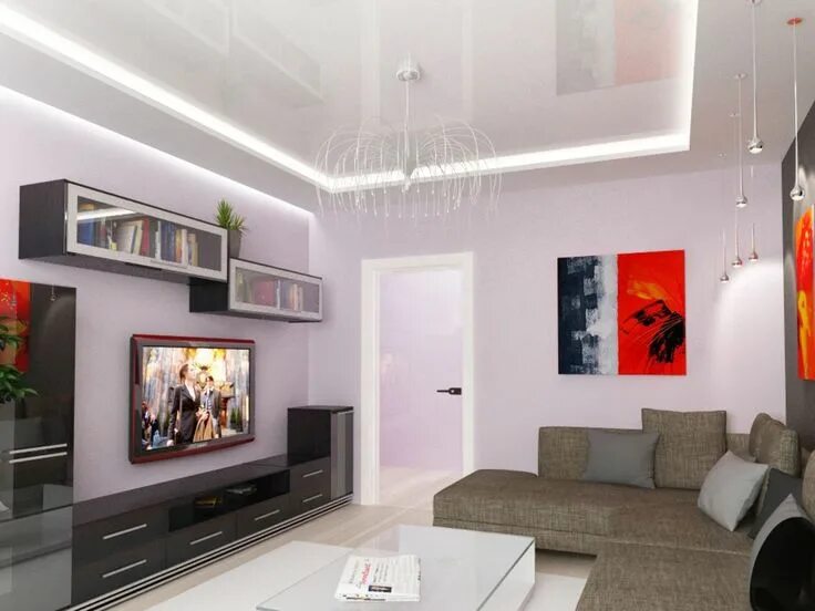 Дизайн Квартиры 55 м2 от студии RIO-Design Гостиная в бирюзовых тонах, Небольшие