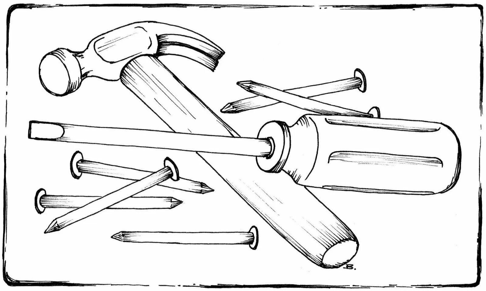 Рисунок для технологии 6 класс. Инструменты для рисования. Рисование столярных и слесарных инструментов. Молоток рисунок карандашом. Рисование с натуры столярных инструментов.