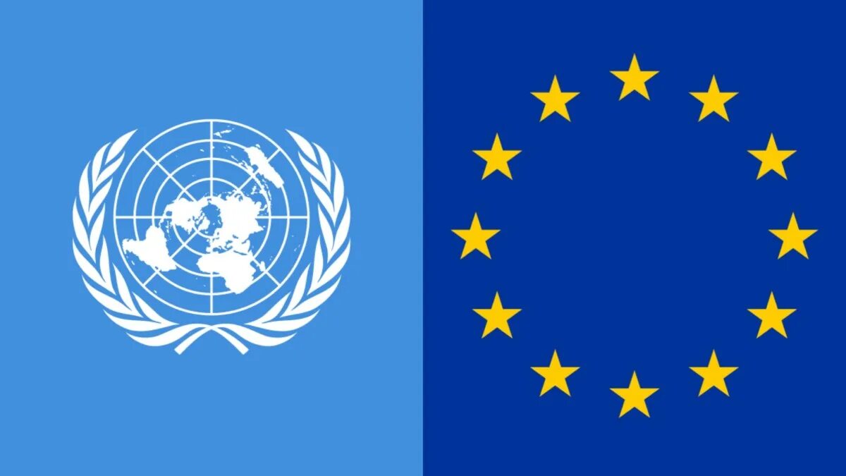 Европейский Союз и ООН. ООН НАТО ЕС. Флаг ЕС И ООН. ООН ЕС НАТО флаги.