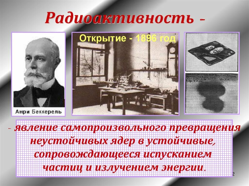 В каком году открыли радиоактивность. Открытие явления радиоактивности Анри Беккерелем. Беккерель открытие радиоактивности. Беккерель радиоактивность кратко. Беккерель явление радиоактивности.