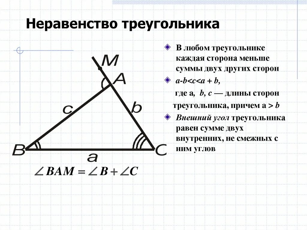 Неравенство треугольника чертеж. Неравенство треугольника 7 класс Атанасян. Доказательство неравенства треугольника 7 класс. Теорема о неравенстве треугольника 7 класс Атанасян. Задачи на неравенство треугольника 7 класс.