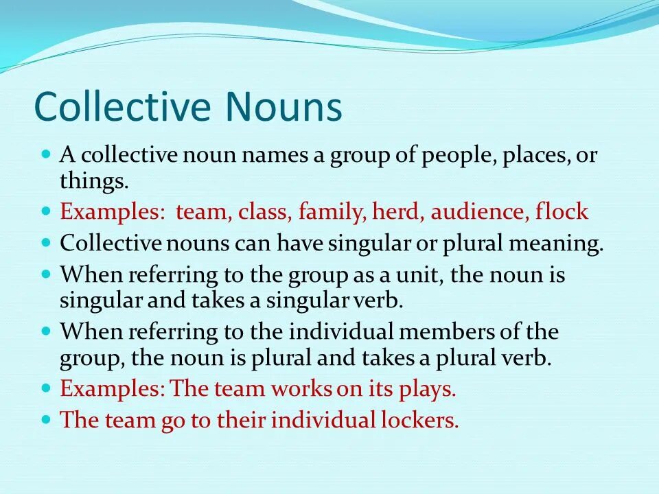 Collective Nouns примеры. Group Nouns в английском языке. Collective Nouns в английском.