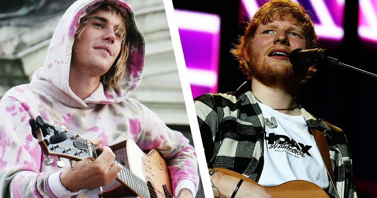 Ed sheeran don t. Эд Ширан и Джастин Бибер. Эд Ширан и Бибер. I don't Care ed Sheeran. Эд Ширан с гитарой.