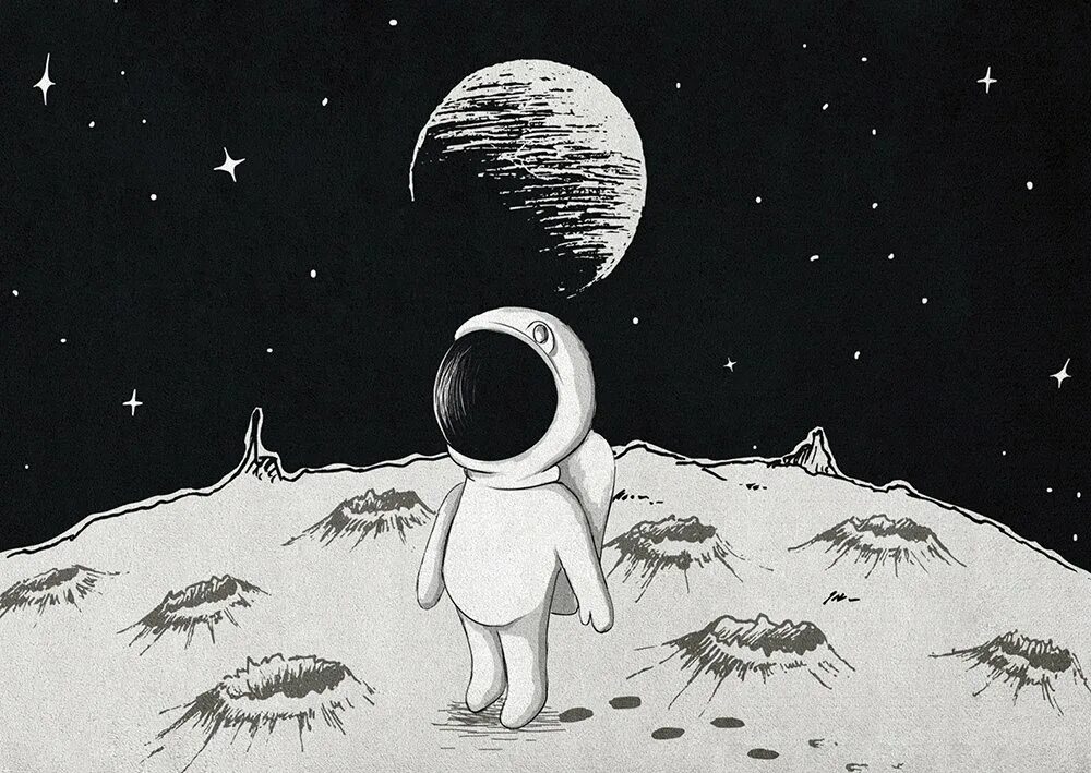 Космос рисунок карандашом. Человечек на Луне. Луна рисунок. Космонавт на Луне рисунок.