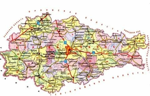 Какая область рядом с курской