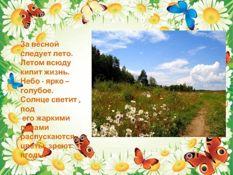 Краткое описание лета для детей