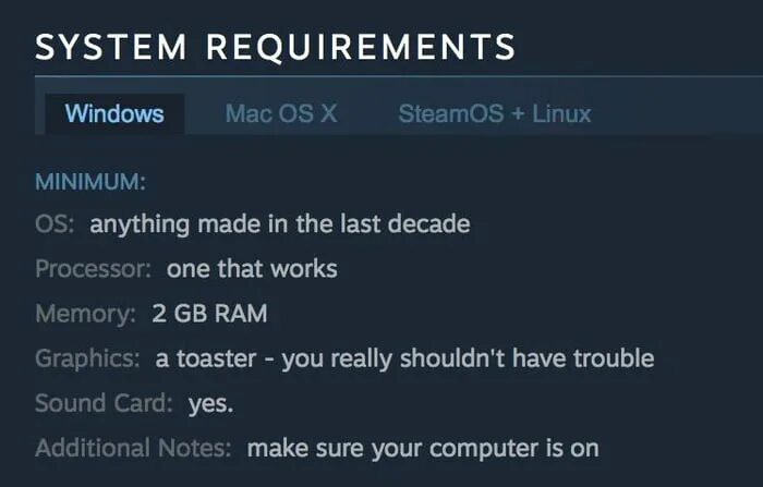 Your system requirements