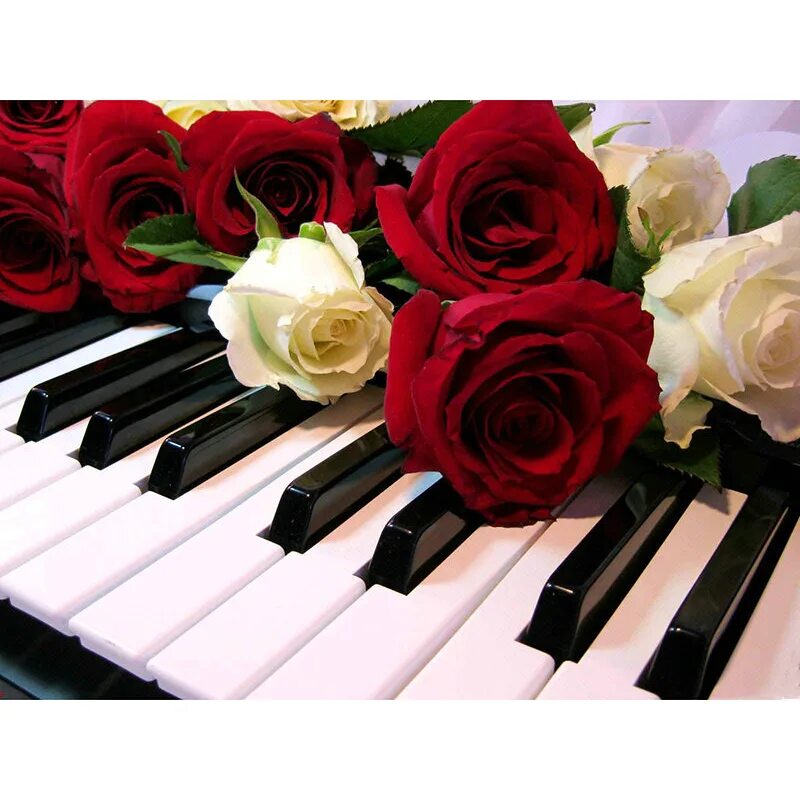 Муз 03. Фортепиано. Музыкальный букет цветов. С днём рождения музыканту. Рояль с цветами.