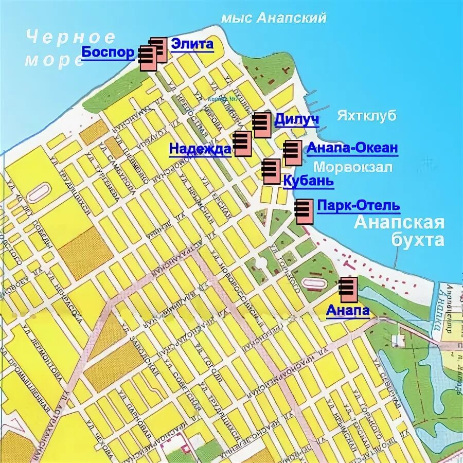 Карта анапы с пансионатами и санаториями. Анапа храмы карта. Анапа на карте. Анапа план города. Карта анапа витязево витязево.