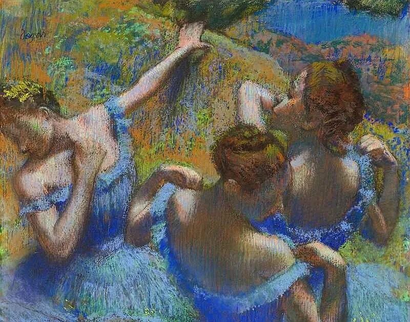 Э картину. Эдвард Дего голубые танцовщицы. Дега голубые танцовщицы. Эдагр Дега «голубые танцовщицы». Эдгар Дега голубыет анцофщицы.