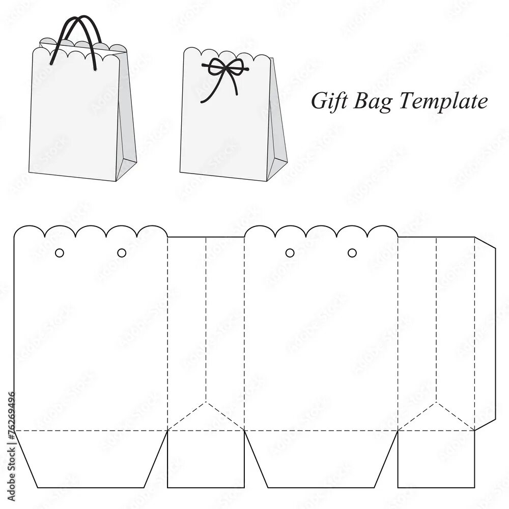 Download Paper Bag packaging die cut template design. 3d mock-up for free Bag pa