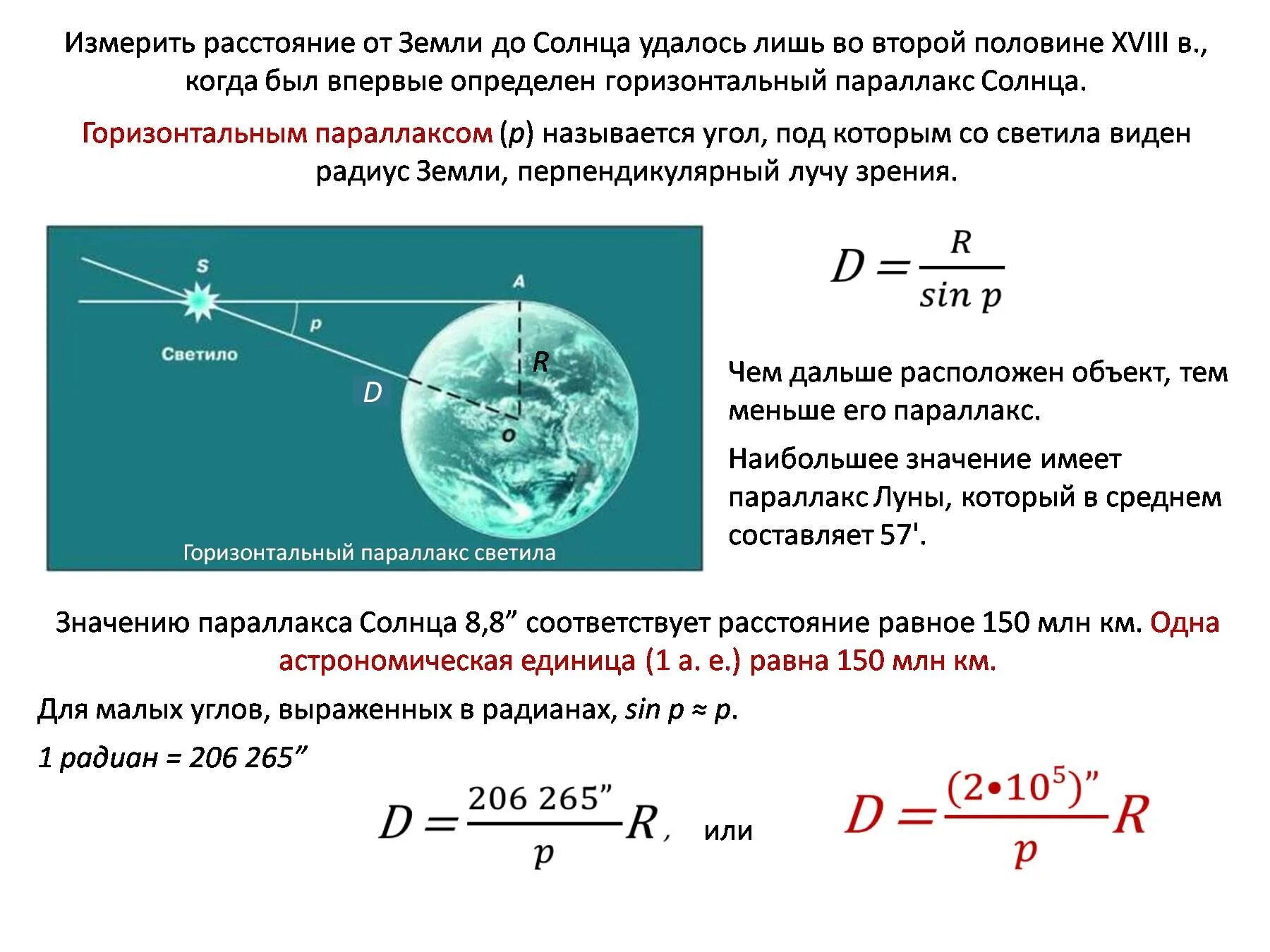 Расстояние до тел в солнечной системе формулы. Горизонтальный параллакс это в астрономии. Формулы для определения радиуса небесного тела. Формула определения горизонтального параллакса. Расстояние до поверхности луны