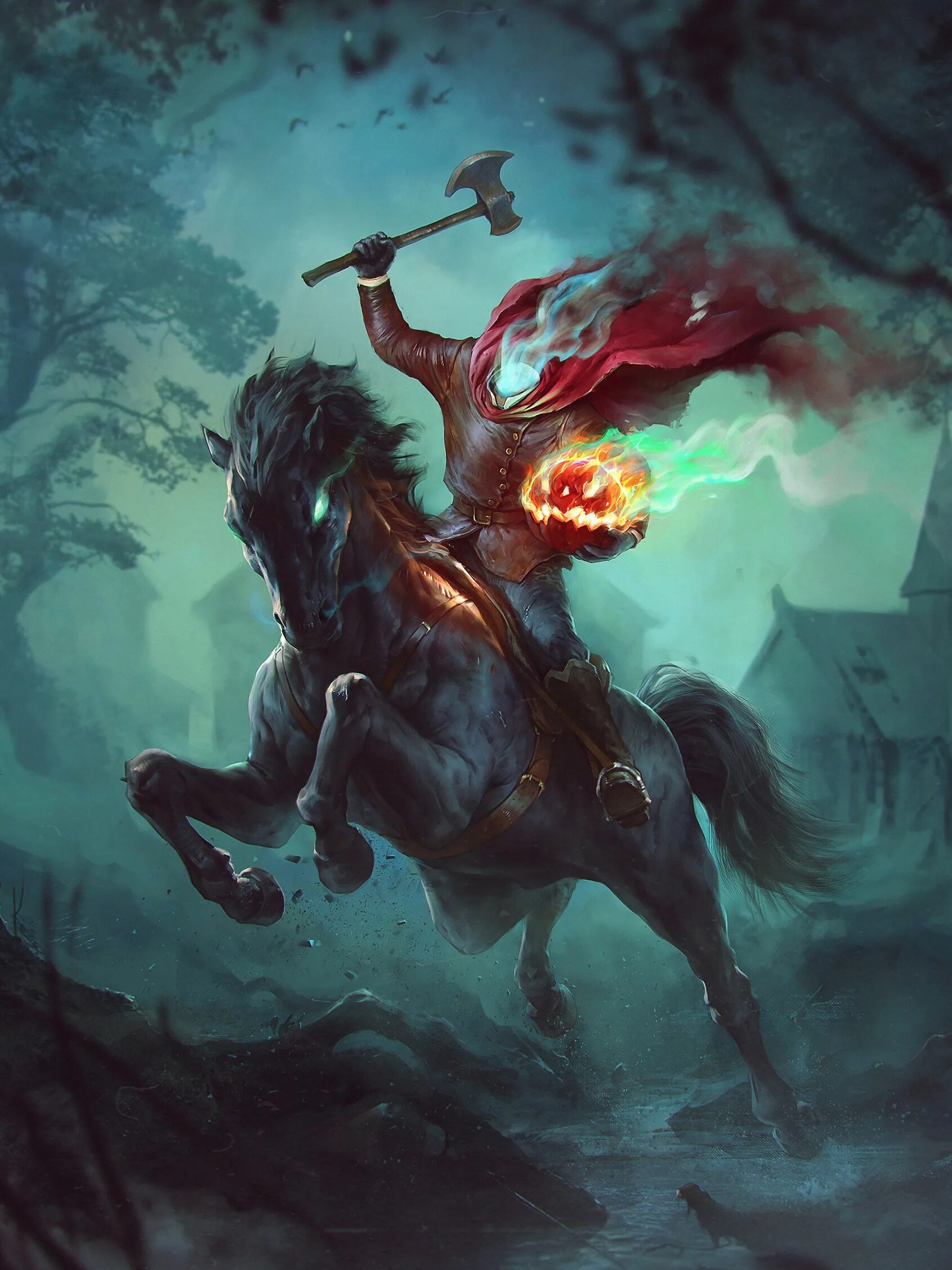 Headless art. Дуллахан мифология. дуллахан днд. headless horseman. всадник без головы арт.