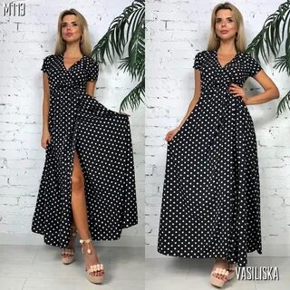 Платья в пол в горох