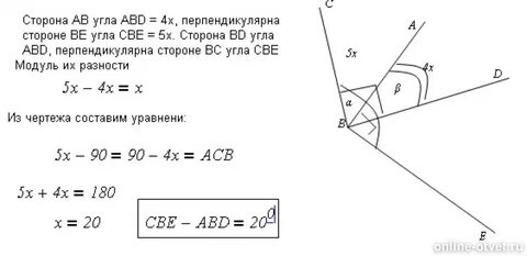 Угол равный разности угла
