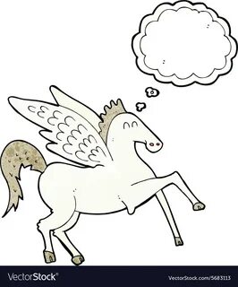 Cartoon pegasus with thought bubble vector image on VectorStock.