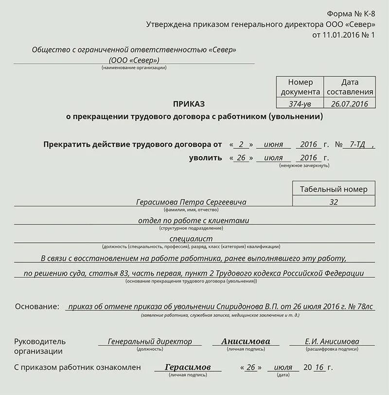 Заявление на увольнение по тк