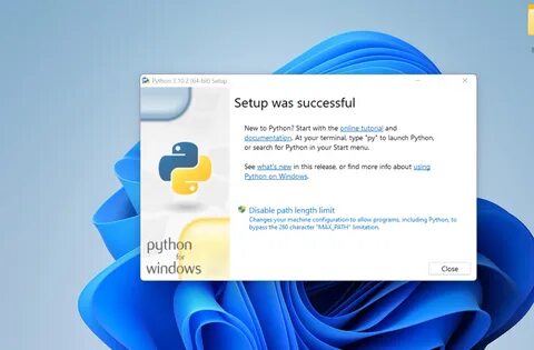 Python Setup Success Win11 
