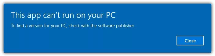 This app can't Run on your PC. Run Windows. Your PC is Running. Can application. On your computer you can