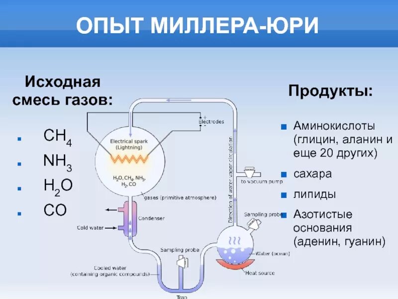 Опыты миллера доказали. Эксперимент Стэнли Миллера. Опыты Миллера и Юри (1953). Аппарат Миллера и Юри. Опыт Миллера и Юри.