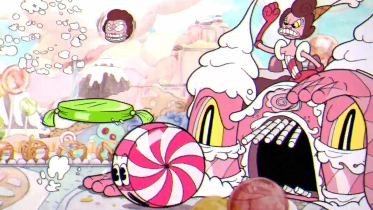 Капхед баронесса фон. Капхед боссы клоун и баронесса фон бон бон. Капхед королева сладостей. Капхед боссы клоун и баронесса фон бон бон. Баронесса фон бон бон.