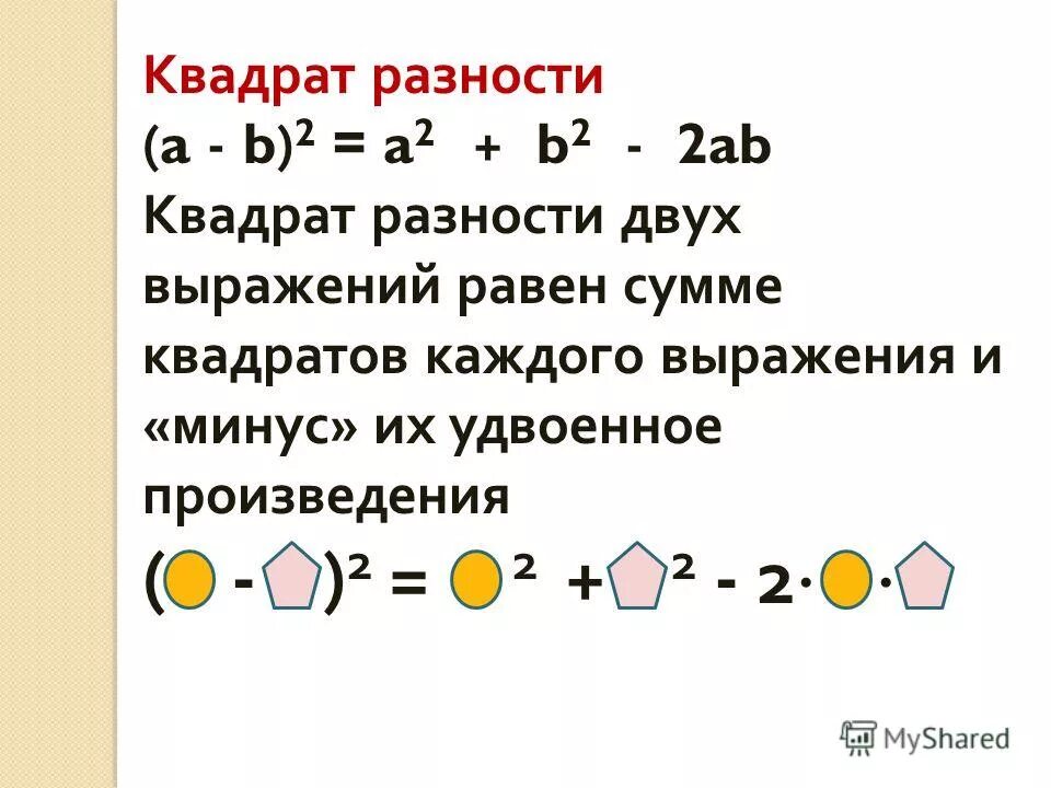 Квадрат суммы и разности 7 класс презентация. Квадрат суммы 2 выражений. Квадрат суммы и квадрат разности двух выражений. Разность квадратов 2 выражений. Квадрат разности двух выражений равен.