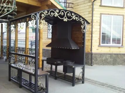Металлическая мангальная беседка