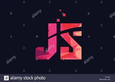 Pink Blue Background Color Alphabet Letter JS J S Logo.