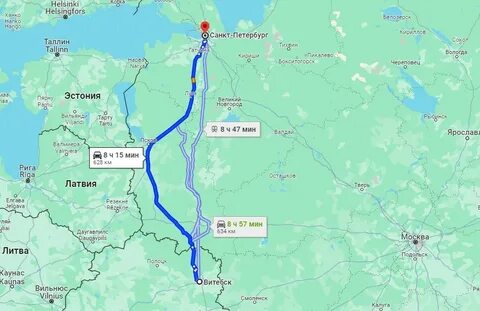 Псков витебск расстояние