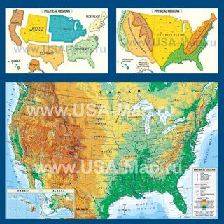 Карта сша физическая крупная