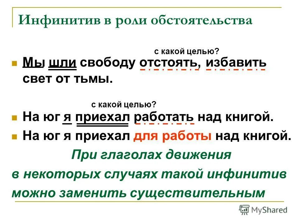 Обстоятельство выраженное неопределенной формой глагола. Обстоятельство выраженное неопределенной формой глагола. Обстоятельства могут выражаться неопределенной формой глагола. Глагол инфинитив в роли дополнения. Дополнение выражено неопределенной формой глагола.