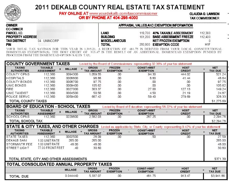 Other charge. Georgia Tax number. Tax Statement. Total Tax amount. Property Tax.