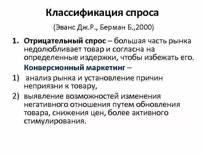 Спрос товаров пример