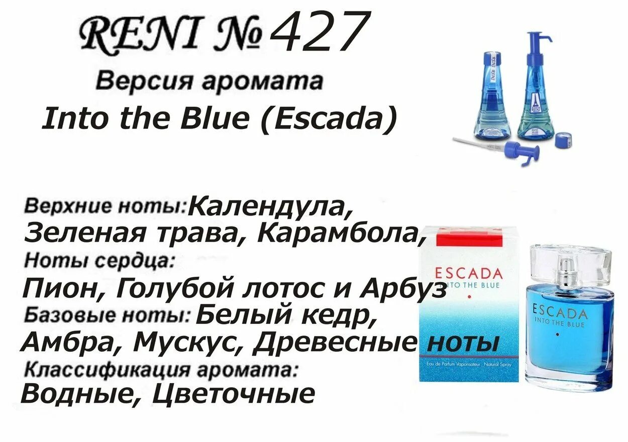 Рени Ocean Blue (Escada) 100мл. Reni 427 аромат направления. Рени into the Blue (Escada) 100мл. Reni 100мл № 485. Сколько рени