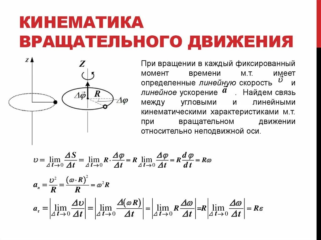 Формулы скорости и ускорения для вращательного движения. Угловое ускорение равномерного вращательного движения. Вращательное движение. Угловое перемещение, скорость и ускорение.. Кинетические характеристики вращательного движения.