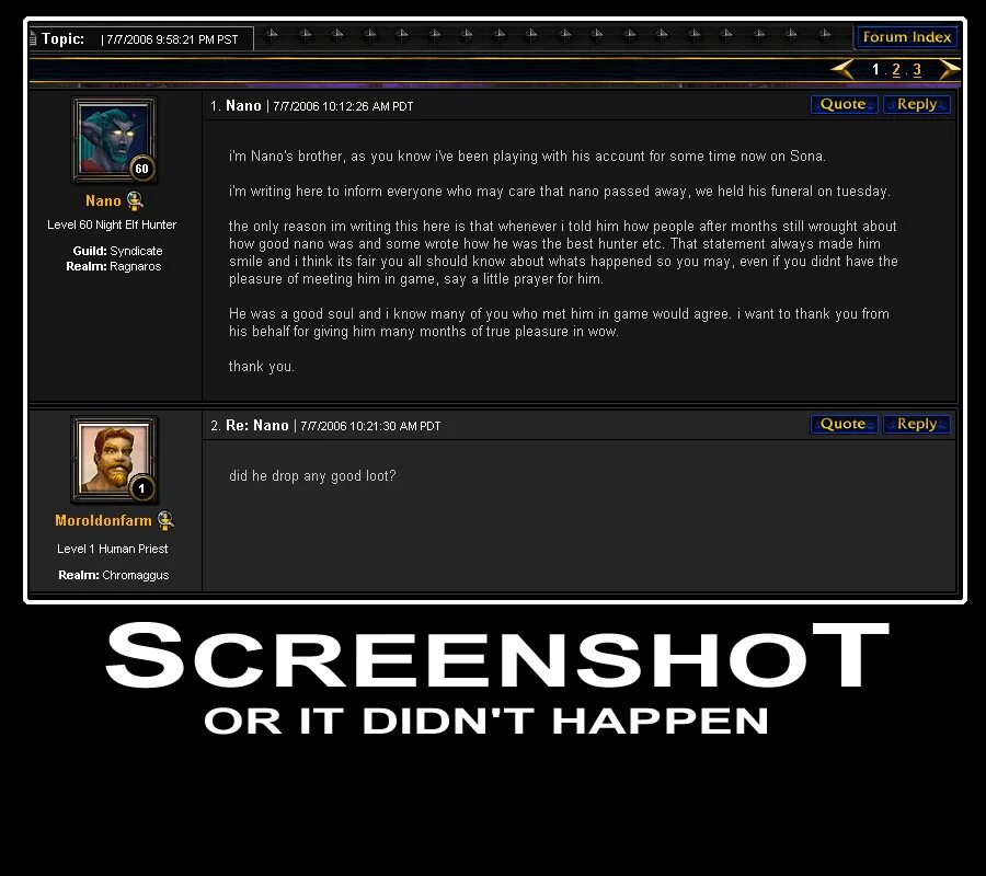 Did he drop any good loot. Any good loot. He drop. He drop. Did he drop any good loot.