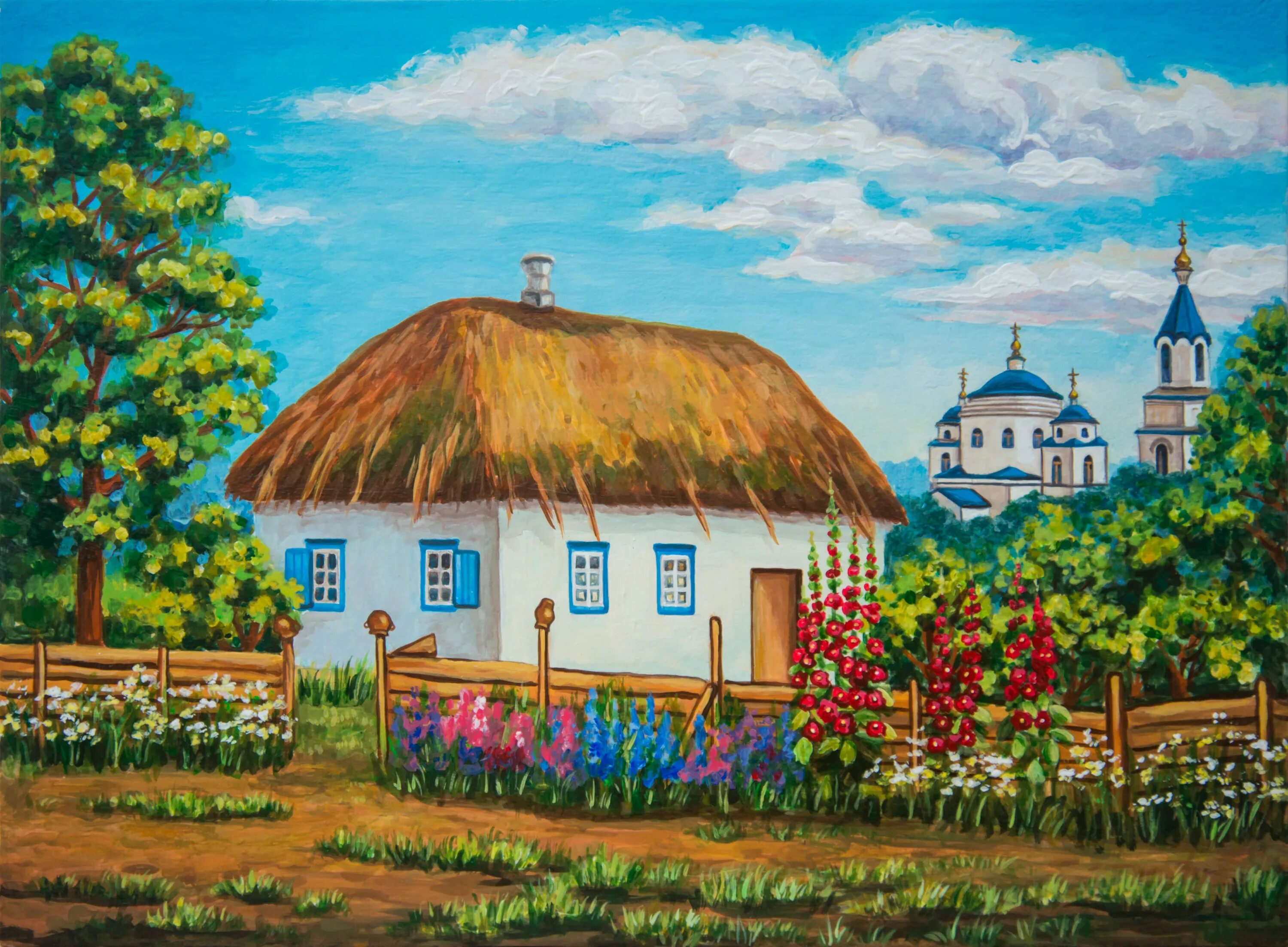 Украинские хаты-мазанки живопись. Украинская хата,Мальва,деревня. Казачий курень, Мазанка. Хата рисунок