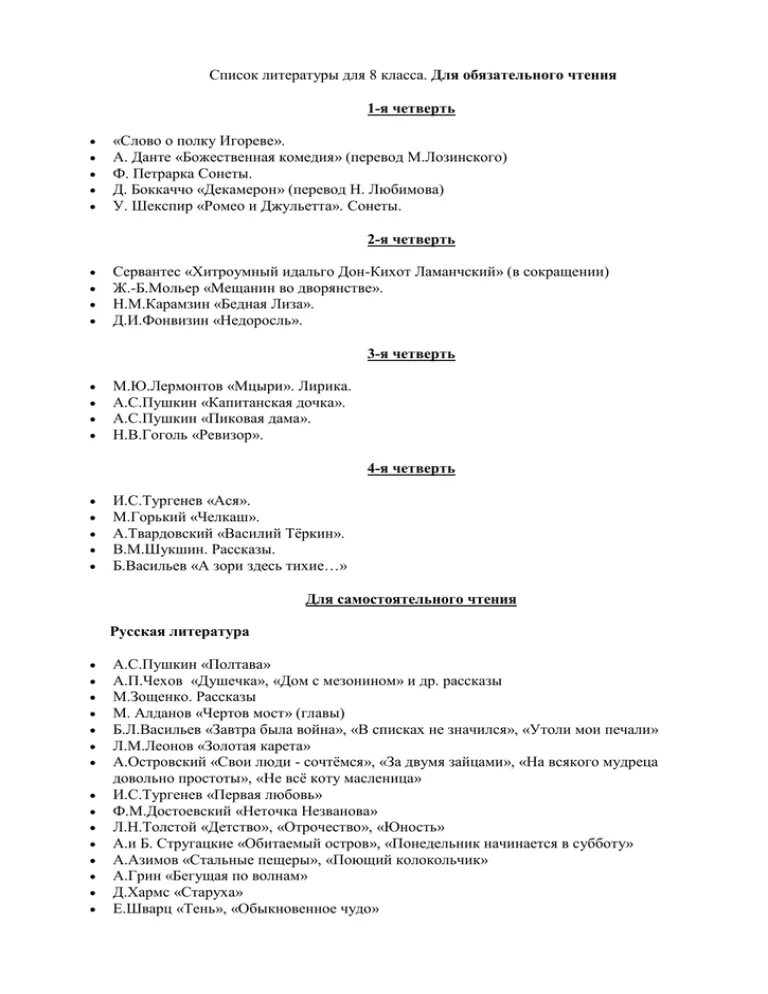 Список произведений 8 класса. Чтение на лето 8 класс список литературы. Программа чтения 8 класс список литературы. Список литературы 8 класс книги по школьной программе. Список литературы на лето 8 класс.