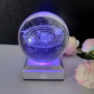 3d solar system crystal ball night light