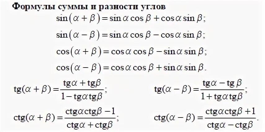 Тригонометрические формулы произведения